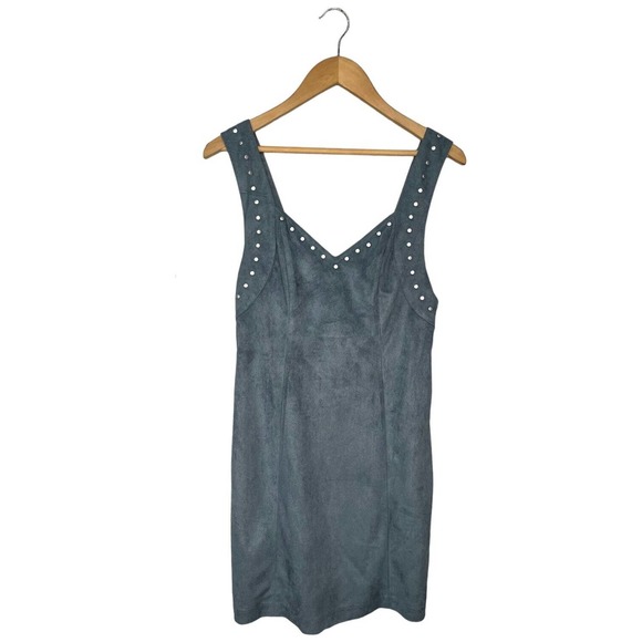 New Some Days Lovin Faux Suede Sleeveless Sweetheart Studded Dress Blue Small - Picture 2 of 16